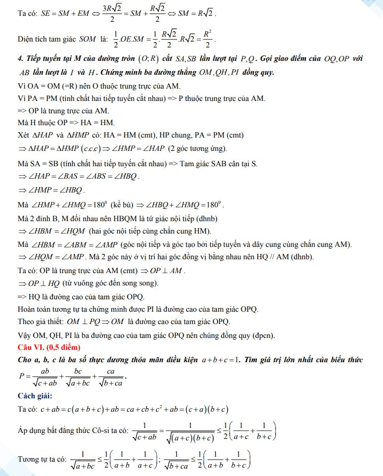 Đáp án đề thi tuyển sinh lớp 10 môn Toán Hà Nam 2023
