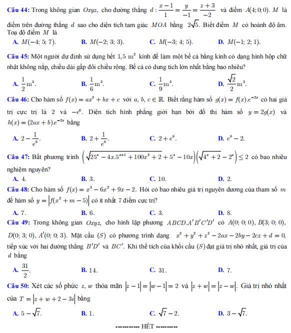 Đề thi thử tốt nghiệp THPT môn Toán chuyên Vinh lần 2 - 2023 mã đề 132
