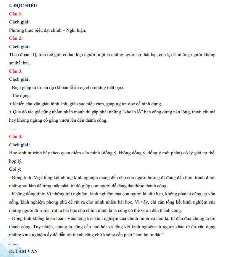 Đáp án đề thi vào 10 môn Văn Kiên Giang 2023