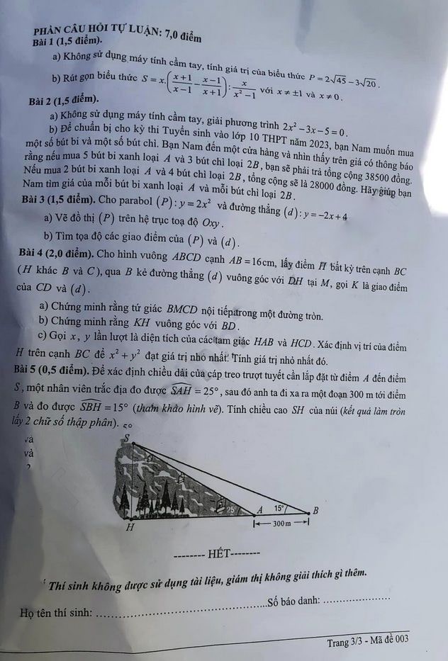 Đề thi tuyển sinh lớp 10 Toán Kiên Giang 2023