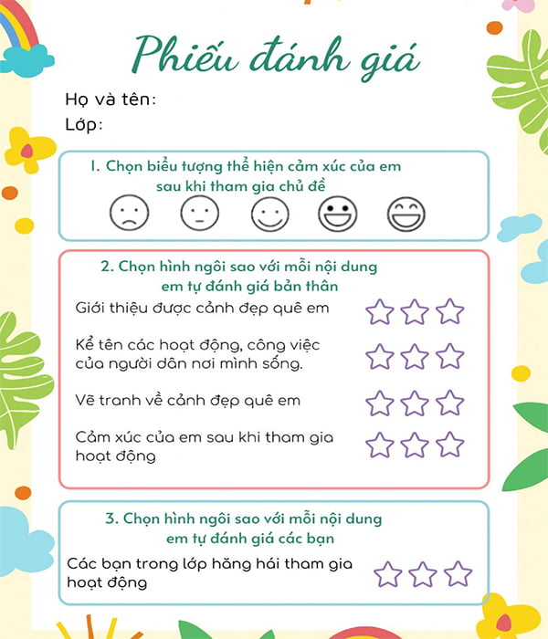 Phiếu hoạt động trải nghiệm
