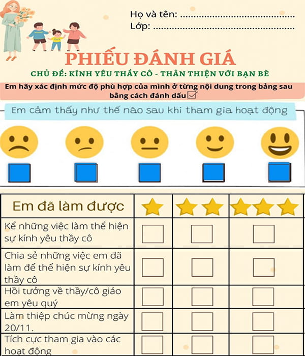 Phiếu hoạt động trải nghiệm