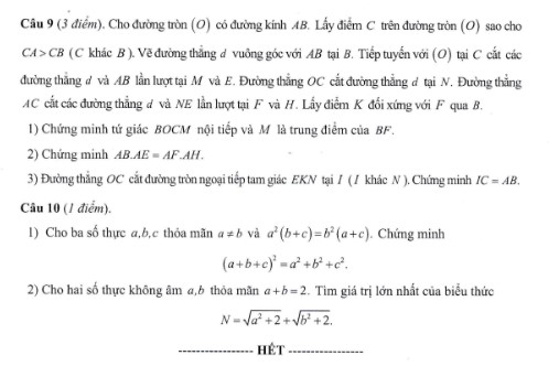 Đề thi vào 10 môn Toán THPT Nguyễn Tất Thành 2023 - mã đề 101