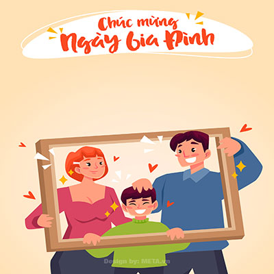 Thiệp chúc mừng Ngày Gia đình Việt Nam 28/6 có cả bố mẹ, con cái