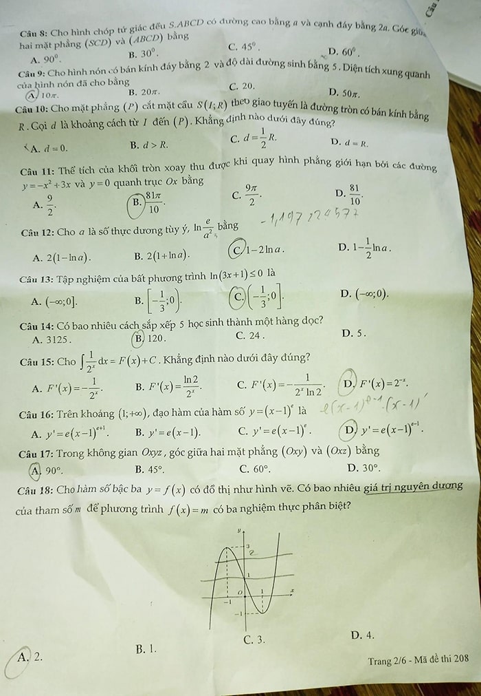 Đề thi thử THPT môn Toán Nam Định 2023 - lần 2