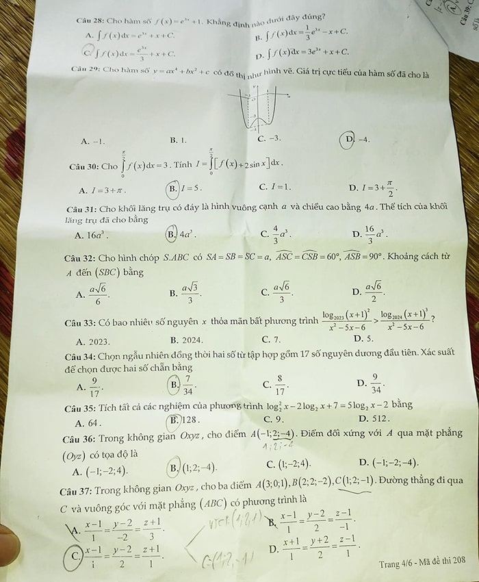 Đề thi thử THPT môn Toán Nam Định 2023 - lần 2