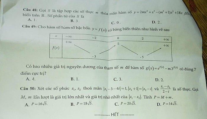 Đề thi thử THPT môn Toán Nam Định 2023 - lần 2