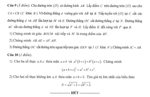 Đề thi vào 10 môn Toán THPT Nguyễn Tất Thành 2023 - mã đề 102