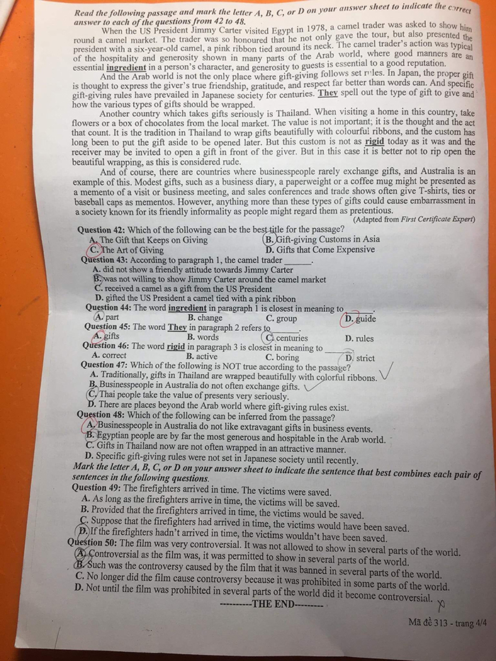 Đề thi thử Anh sở Nam Định 2023 lần 2