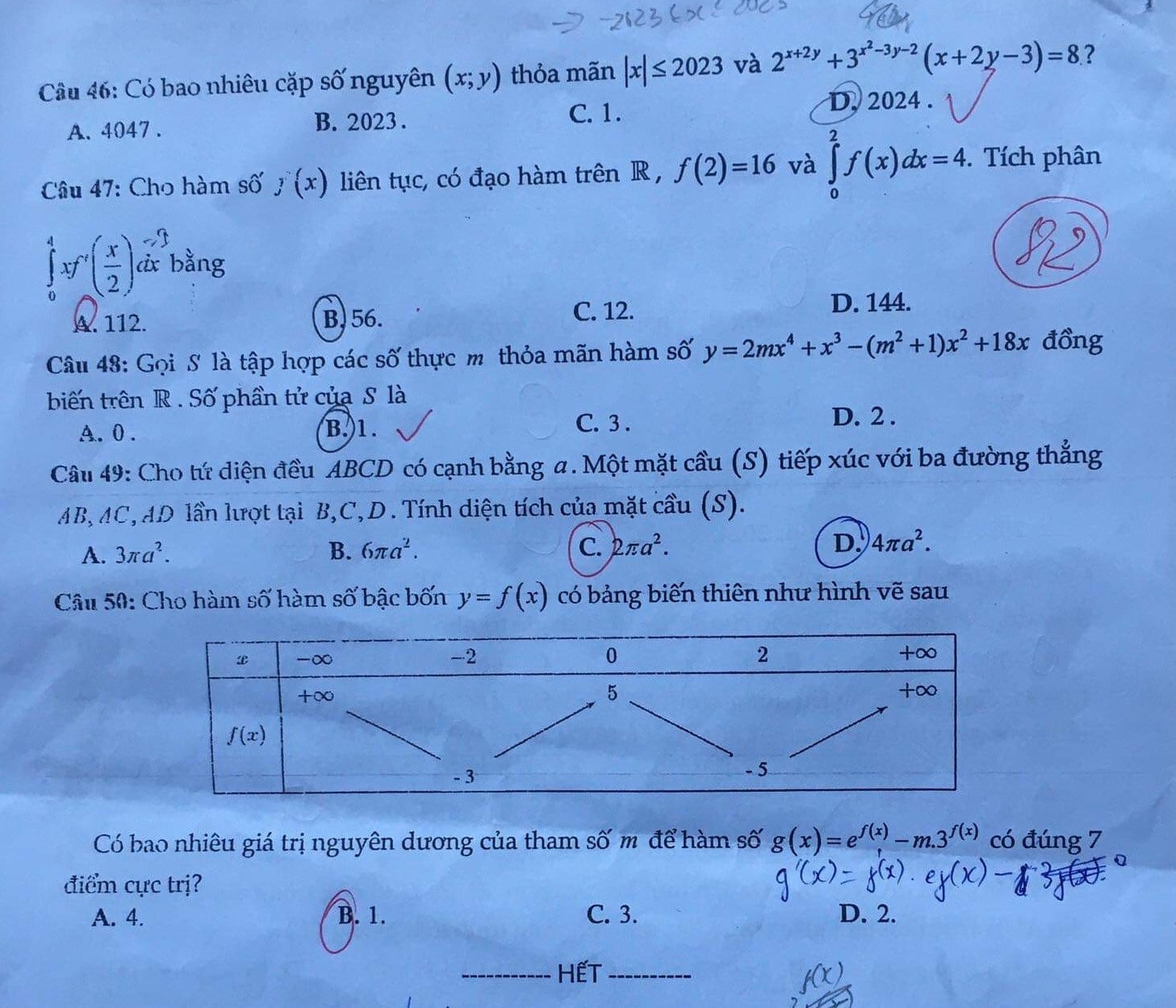  Đề thi thử THPT môn Toán Nam Định 2023 lần 2 - mã đề 204