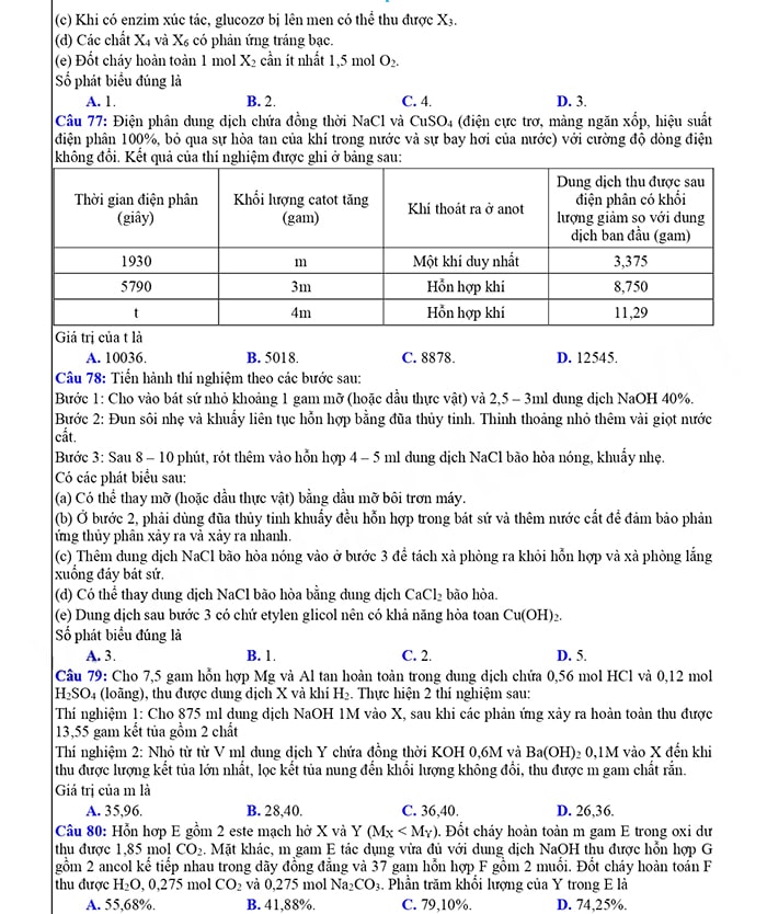  Đáp án chi tiết đề thi thử môn Hóa chuyên Vinh 