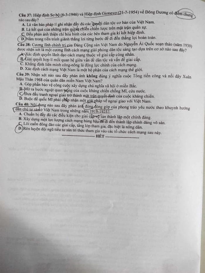 đề thi Lịch sử THPT quốc gia  2023