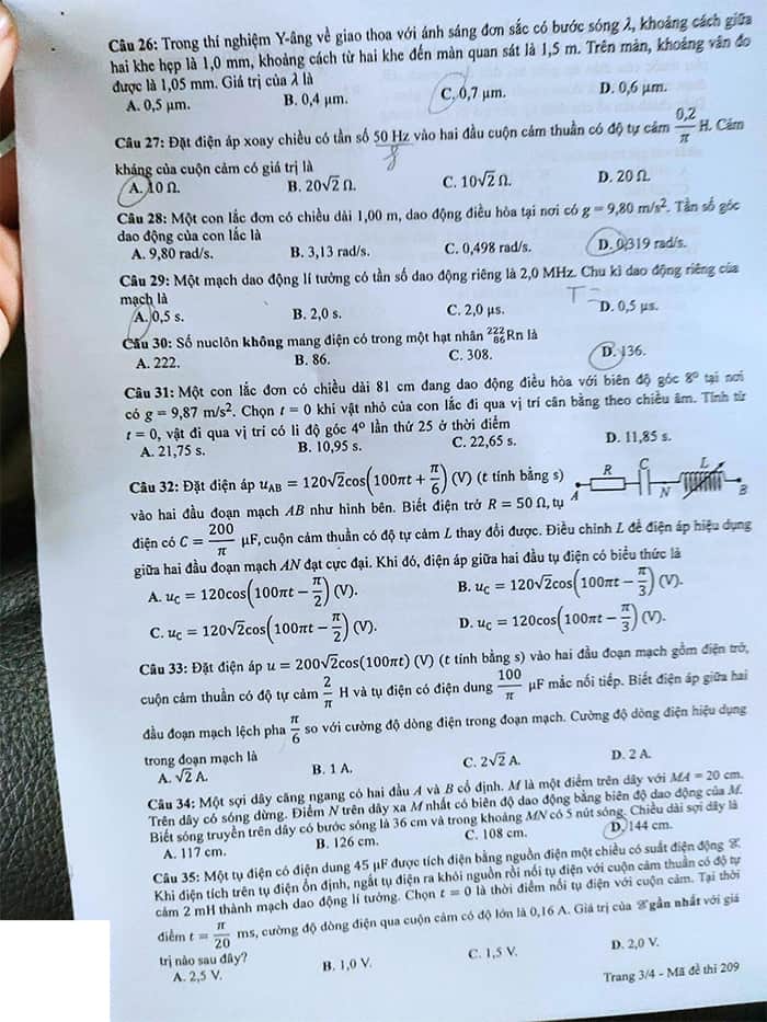đề thi Vật lý THPT quốc gia 2023