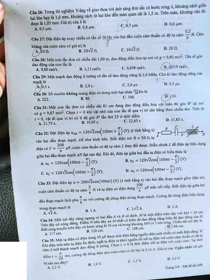 đề thi Vật lý THPT quốc gia 2023