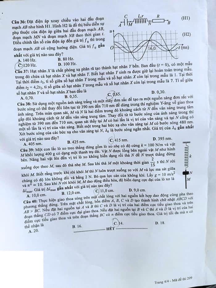 đề thi Vật lý THPT quốc gia 2023