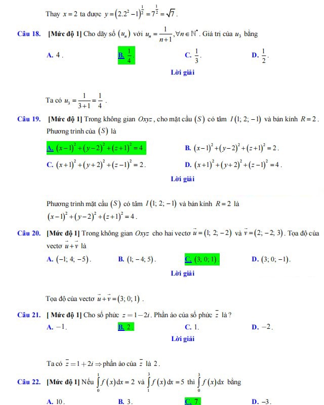 Đáp án giải chi tiết đề Toán THPT 2023