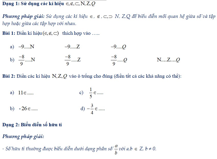Chuyên đề số hữu tỉ lớp 7