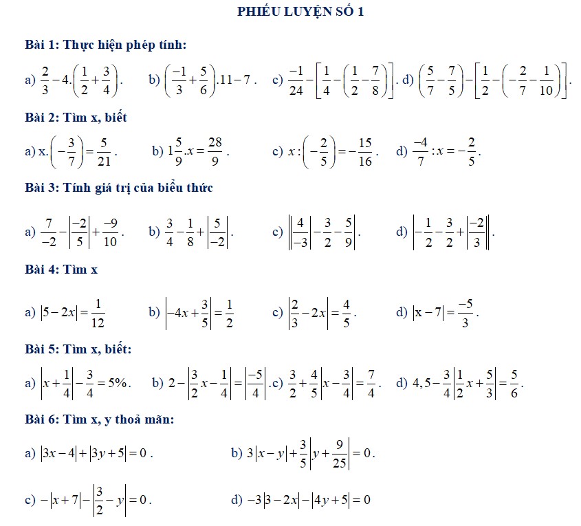 Chuyên đề số hữu tỉ lớp 7