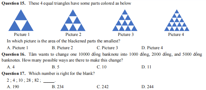 Đề thi vào lớp 6 Chuyên Trần Đại Nghĩa mã 647
