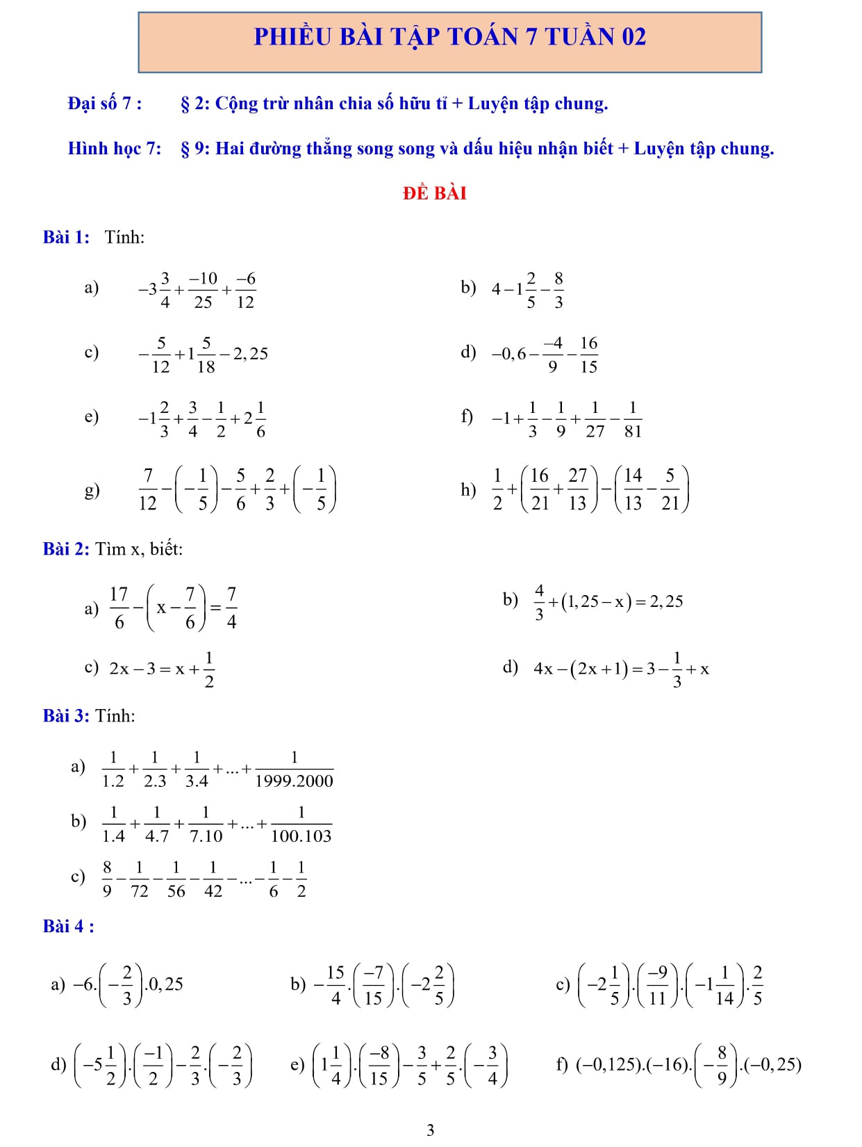 Phiếu bài tập cuối tuần Toán 7 KNTT có đáp án