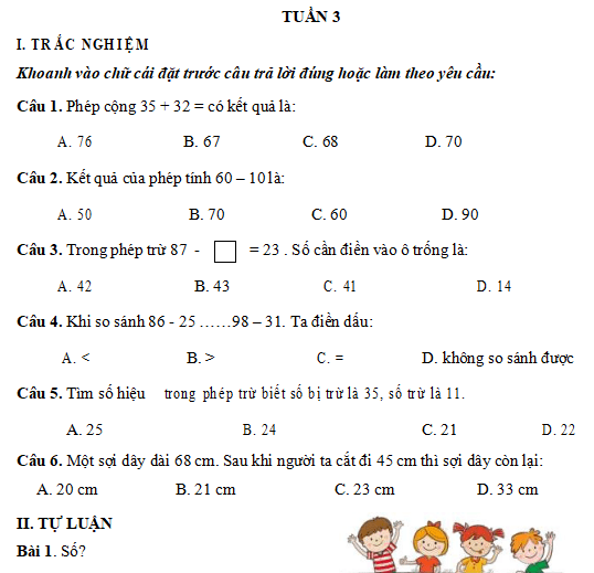 Phiếu bài tập cuối tuần Toán lớp 2 Chân trời sáng tạo