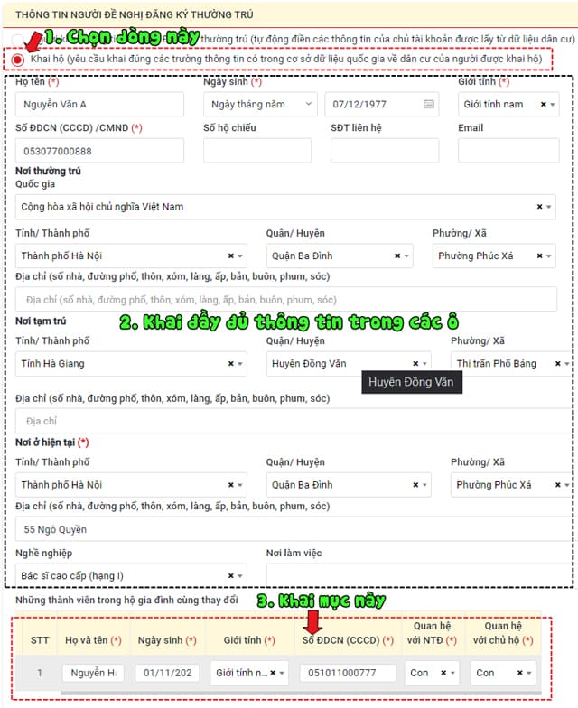 Thủ tục nhập hộ khẩu cho con online