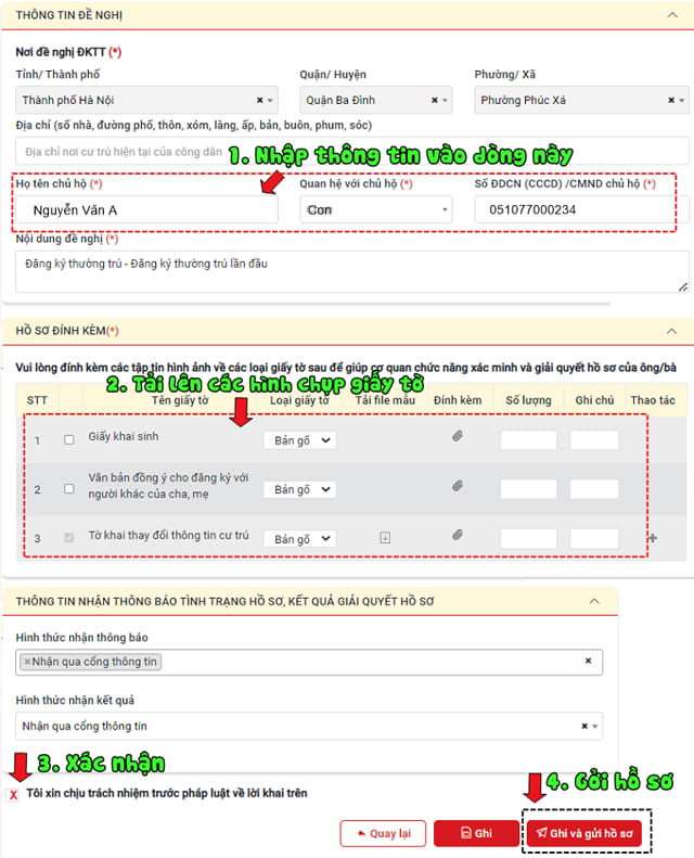 Thủ tục nhập hộ khẩu cho con online