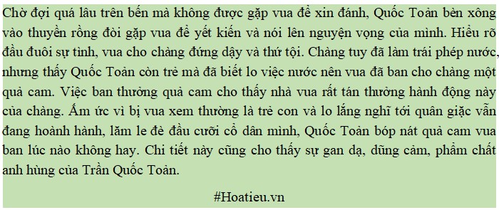 Phân tích chi tiết Trần Quốc Toản bóp nát quả cam