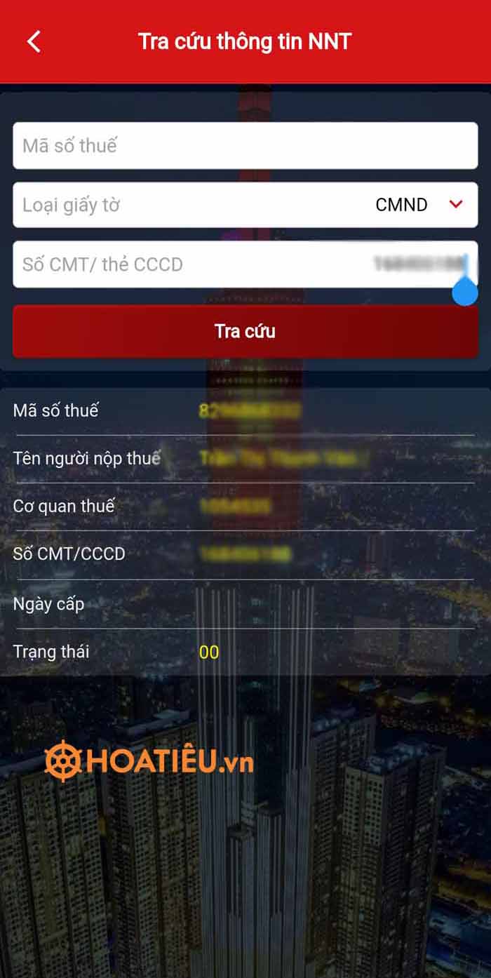 Tra cứu mã số thuế online bằng CMND, CCCD