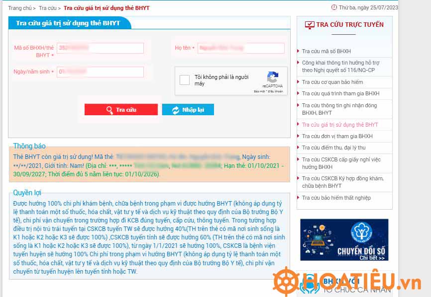 Tra cứu thông tin thẻ BHYT cho trẻ