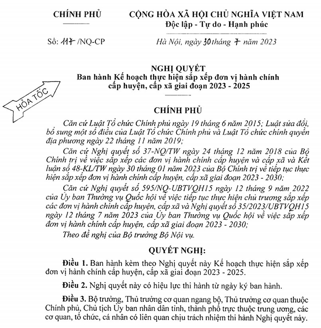 Nội dung Nghị quyết số 117/NQ-CP 2023