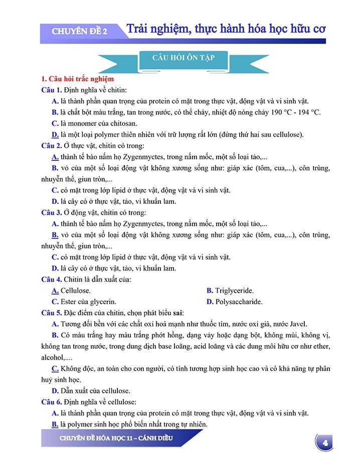 Câu hỏi trắc nghiệm Hóa học 11 theo chuyên đề