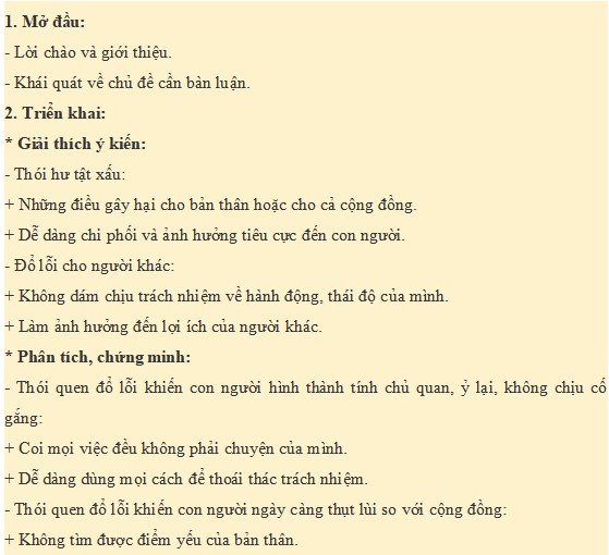 Dàn ý suy nghĩ về ý kiến: Hay đổ lỗi cho người khác - một thói hư tật xấu cần tránh