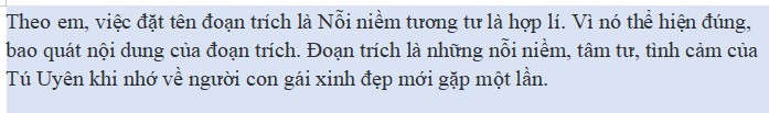 Theo em, đặt nhan đề đoạn trích là Nỗi niềm tương tư có hợp lí không? Vì sao?