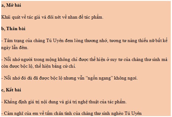 Dàn ý phân tích Nỗi niềm tương tư