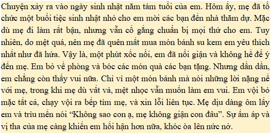 Đoạn văn kể về lần em vô tình làm cho người thân, bạn bè buồn phiền