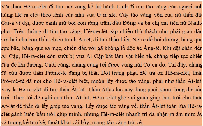 Nội dung Hê-ra-clét đi tìm táo vàng