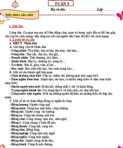 Bài tập cuối tuần Tiếng Việt lớp 5 có đáp án