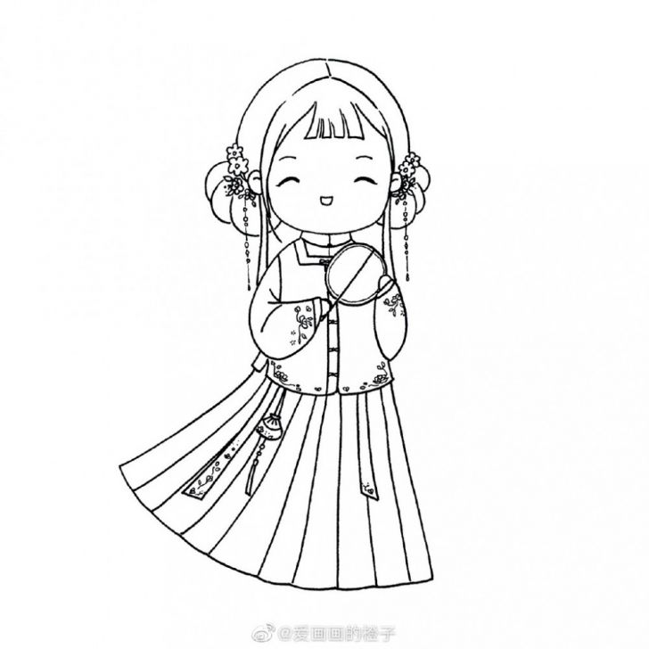  Bộ tranh tô màu chị Hằng chú Cuội chibi 