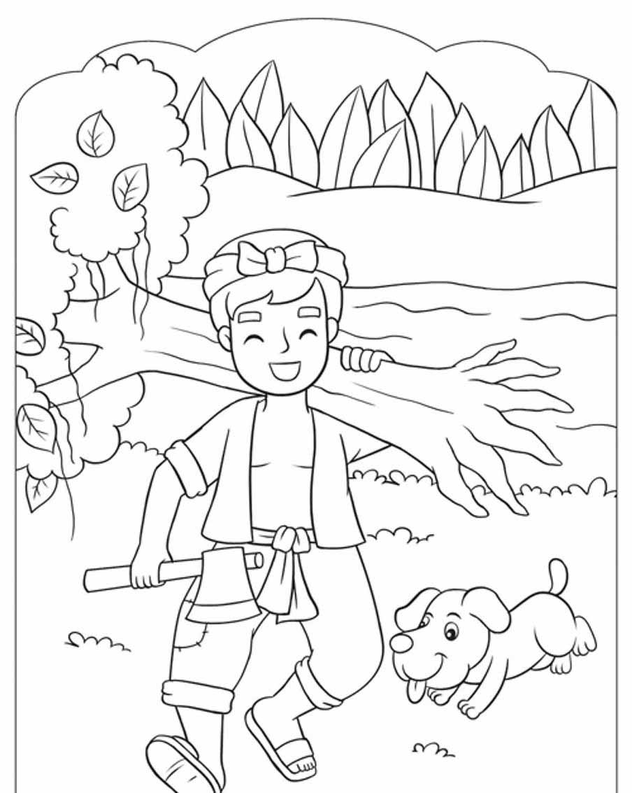  Bộ tranh tô màu chị Hằng chú Cuội chibi 