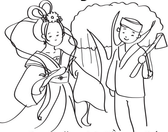  Bộ tranh tô màu chị Hằng chú Cuội chibi 