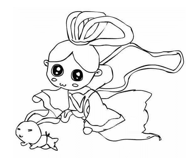  Bộ tranh tô màu chị Hằng chú Cuội chibi 