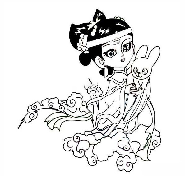  Bộ tranh tô màu chị Hằng chú Cuội chibi 