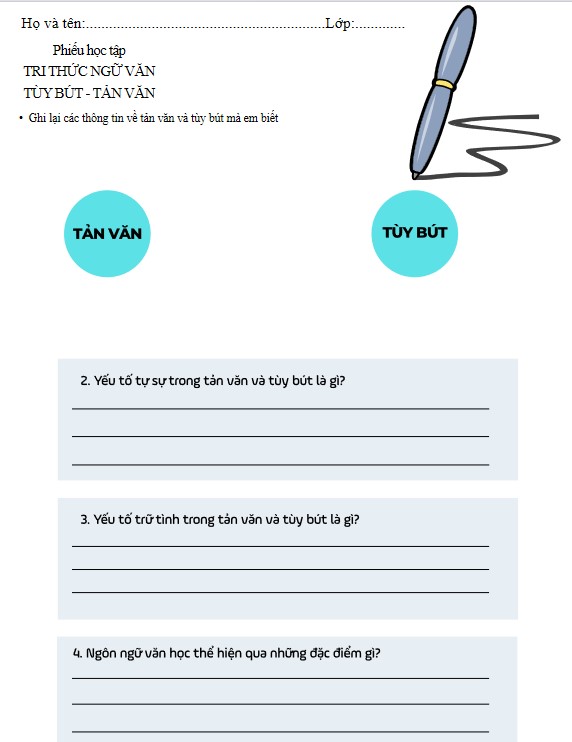 Tải phiếu học tập Ngữ văn 11 CTST