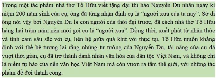 Nhà thơ Tố Hữu nhận định Nguyễn Du là người xưa của ta nay