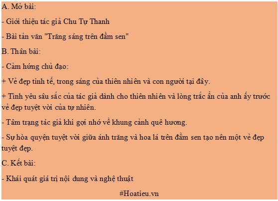 Trăng sáng trên đầm sen dàn ý