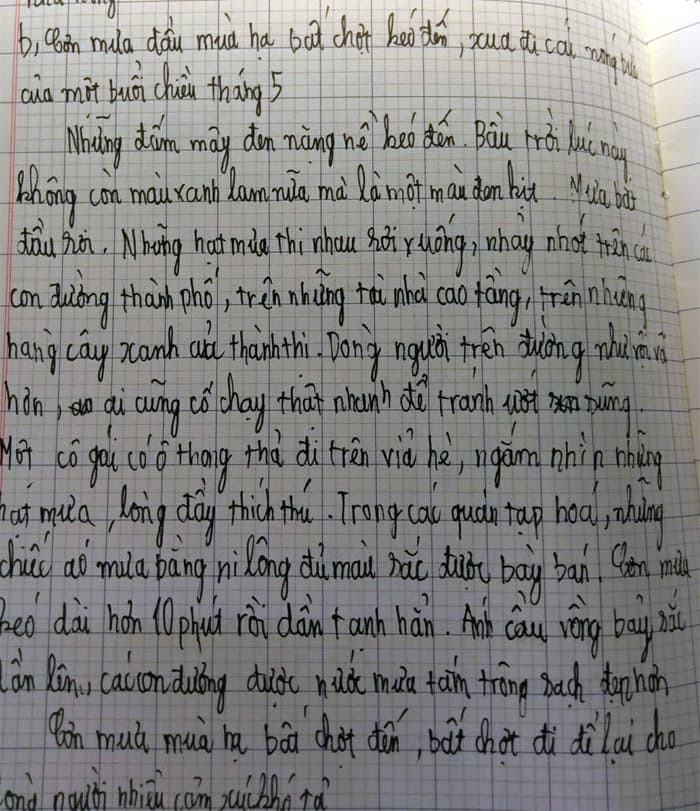 Bài văn tả cơn mưa của học sinh