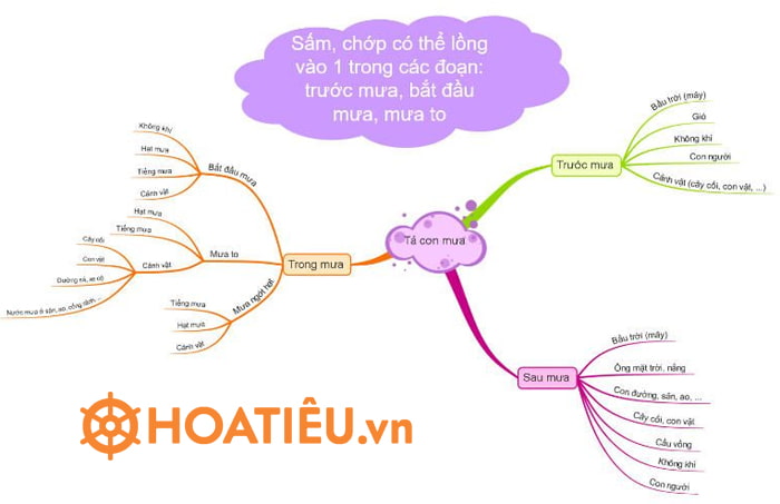 Sơ đồ tư duy tả cơn mưa
