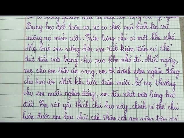Đoạn văn kể chuyện em nuôi con heo đất lớp 3