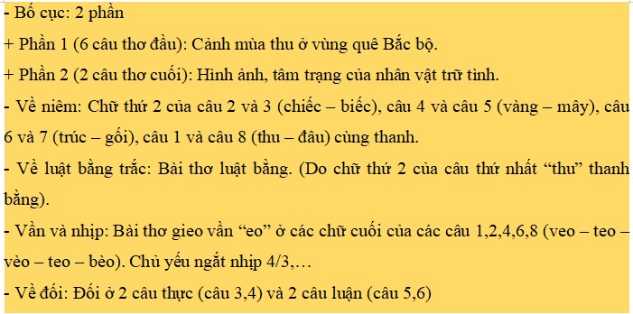 Đặc điểm thi luật của bài Thu điếu